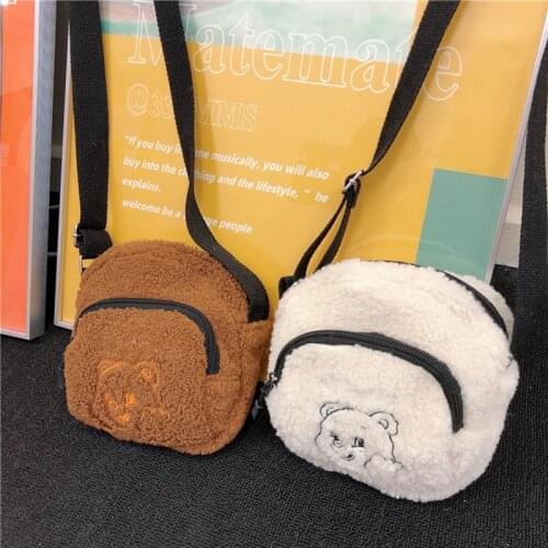 2021 Fashion Winter Wool Ladies Shoulder Bags Phone Pouch Warm Cute Style Casual Solid Color Messenger Bag Women Shopping Tote