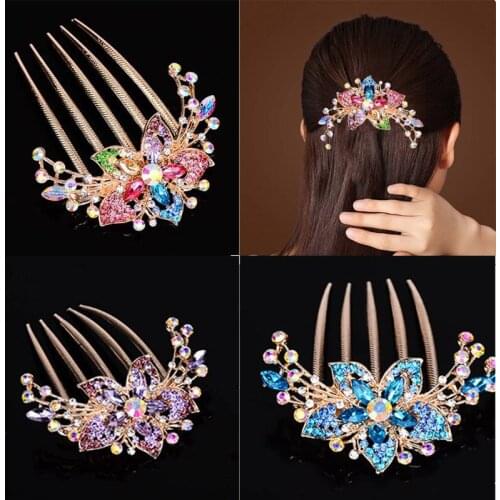 New Diamond Insert Comb Comb Five-tooth Comb Wild Plate Hairpin Rhinestone Bride Crystal Hair Accessorie Wedding Hair Jewelry