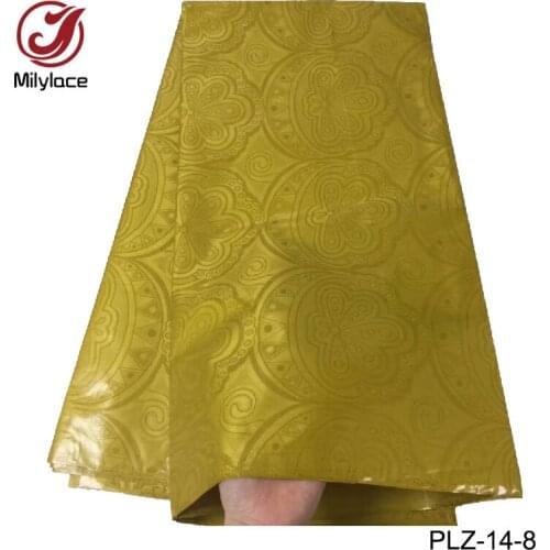 Wholesale price Bazin riche getzner lace embroidery fabric 10 available color hot sale yellow fabric 5 yards per lot PLZ-14