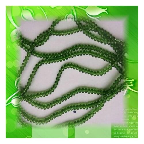 Wholesale 3mm 4mm Top Quality Faceted Glass Beads Grass Green Crystal Rondelle Spacer Beads
