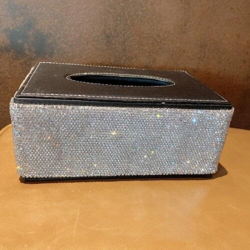PU paper towel box contains household tabletop napkin rack with diamond girls car paper towel box rack accessories glittering