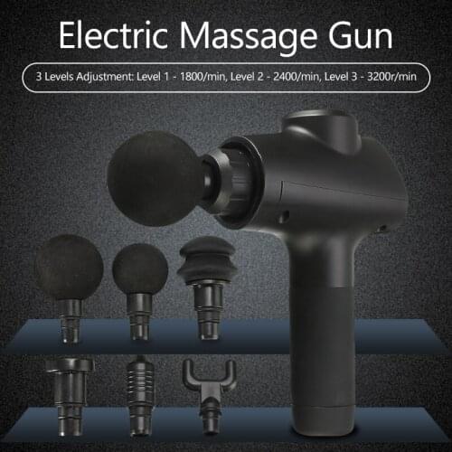 New Deep Muscle Massage Gun Body Relax 3 Gears Tissue Massager Pain Relief Exercising Therapy Slimming Shaping 6 Heads With Bag