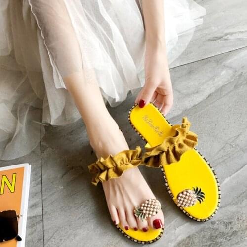 Casual Fashion Summer 35-43 Puls Size Sandals and Slippers Womens Shoes 2021 New Toe Sandals Pineapple Lace Cute Beach Shoes Wo