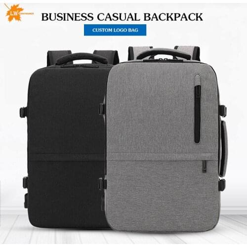 LW Customize Logo Waterproof Man 15" Laptop Backpack USB Charging Bagpack Multi-layer Space Men Bag Travel Business Backpack Bag