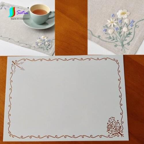 Wholesale Fresh Style Large Size 21x29.8cm Lace Flower Soft Template DIY Cup Pad Lace Border Embroidery Tool Sashiko Template
