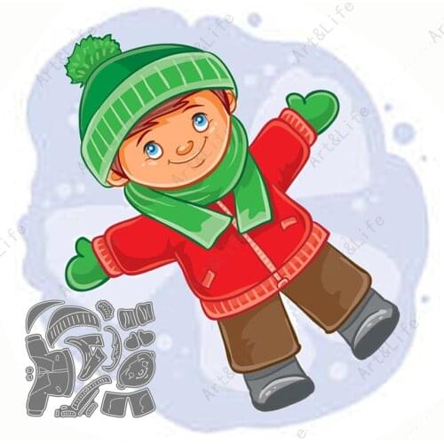 Winter Snow Boy Metal Carbon Cutting Dies Stencils for Scrapbooking Craft Album Knife Mold Birthday Card Embossing Stamp Nacxa
