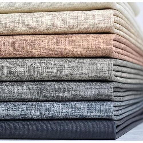 Linen Pattern Semi Pu Artificial Leather Fabric For Seat Tables Decoration Wall Leatherette Cloth Kunstleder Sofa Textile Telas