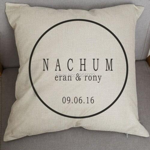 Canvas Cushion Cover,Personalized Cotton wedding gift for couple,bridal shower party favor,custom throw pillow cover with date