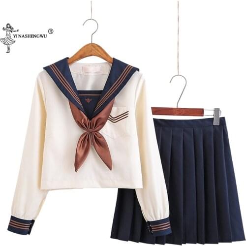 Japanese School Uniforms Anime COS Sailor Suit Jk Uniforms College Middle School Uniform For Girls Students Light Yellow Costume