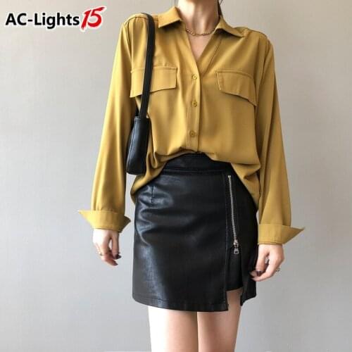 Womens Blouse 2021 Girls Autumn Fashion Elegant Shirts for Women Classic Loose Long Sleeve Khaki Shirt Tops Mujer High Quality