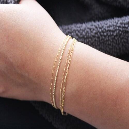 4 Pcs/Set Chains Bracelets for Women Gold Silver Color 2021 Fashion Jewelry Hand Chain Female Simple Basis Style Brand New