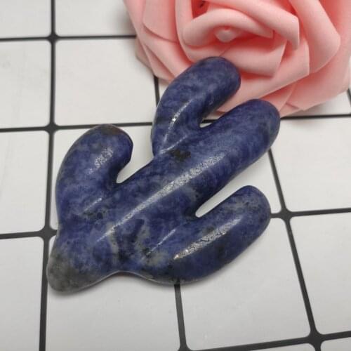 1pcs Natural lapis lazuli cactus raw stone hand-carved crystal handicraft home furnishing decorations hand playpcs