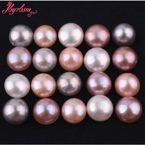 10mm 3A Grade Half Drilling Freshwater Pearl Button Beads Natural Stone Beads For Jewelry Making DIY Earring Fashion 1 Pair