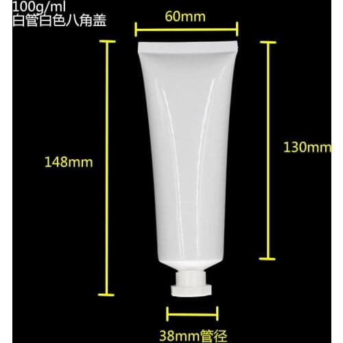 100ML Sunscreen screamTube,100G white Cream Tube with white or black octagonal lid,Sample soft Tube eye cream container