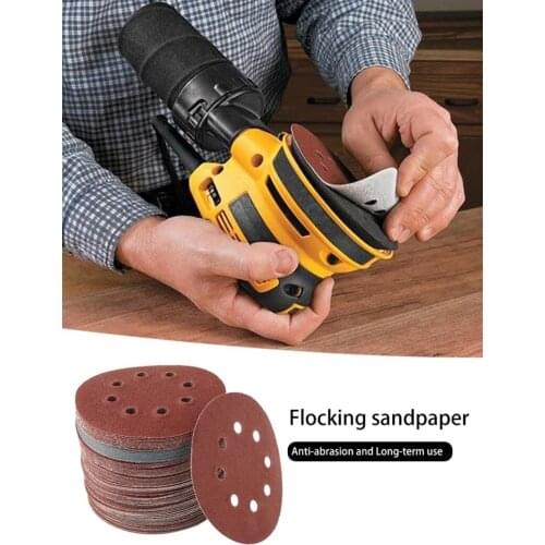 50/100pcs 125mm Sandpaper Round Shape Sanding Discs Hook Loop Sanding Paper Buffing Sheet Sandpaper 8 Hole Sander Polishing Pad