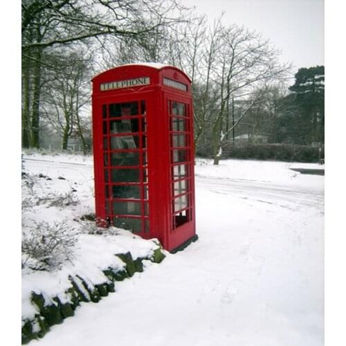 5x7ft Winter Snow Tree Telephone Booth Photography Backdrops Photo Props Studio Background