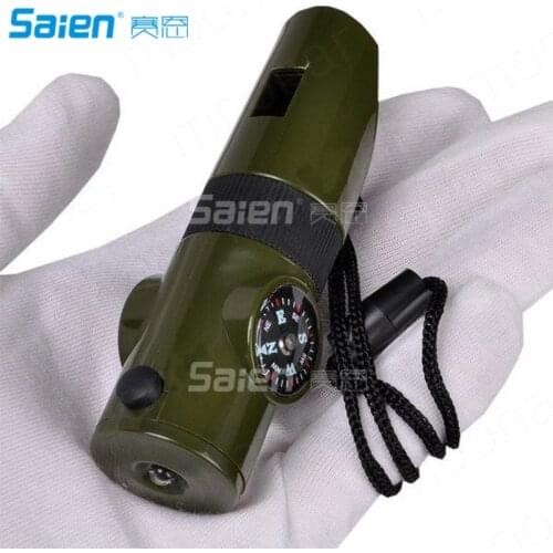 7-IN-1 Survival Whistle Great for Camping, Hiking, Hunting, Fishing, Outdoor Activities, Travel, Emergency Green