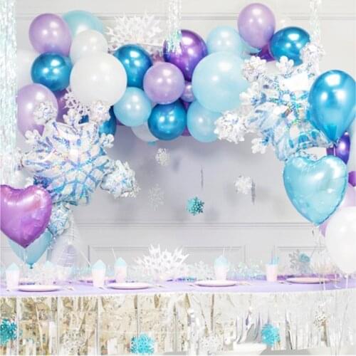 78/103pcs Blue White Snowflake Foil Ballon Baby Shower Kids Birthday Party Balloon Garland Arch Kit Wedding Christmas Decoration