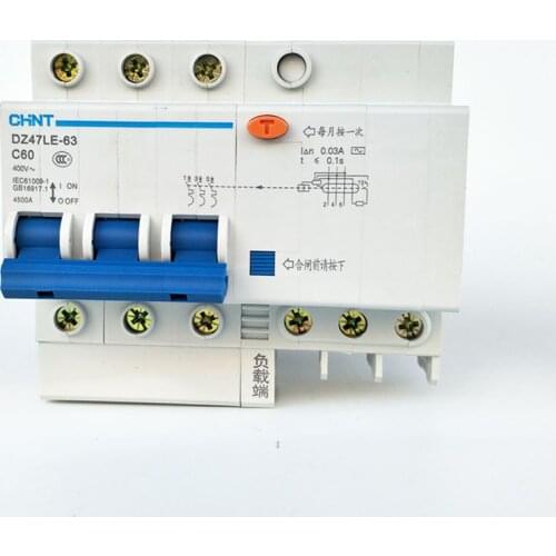 CHINT DZ47LE-63 3P C60A 30mA Earth Leakage Circuit Breaker/Residual Current Operated Circuit Breaker