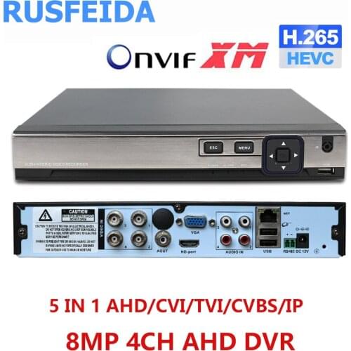 RUSFEIDA 4K 8MP 4CH H.265 Face Detection 5 in 1 AHD DVR Digital Video Recorder ONVIF XMeye HDMI CCTV System for Analog IP Camera