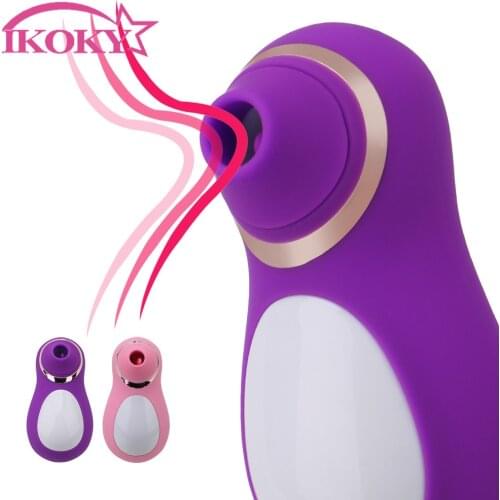 10 Speeds Erotic Penguin Clitoral Stimulator Sex Toys for Women Silicone G spot Sex Oral Licking Nipple Tongue Sucking Vibrator