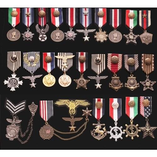 European and American Harajuku Navy Style Badge Metal Pin Female College Style Small Badge Ribbon Brooch Mens Suit Medal