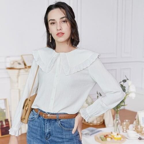 French Temperament Commuter Light Ripe Womens Spring/Summer 2021 New Cardigan Solid Color Round Collar Shirt