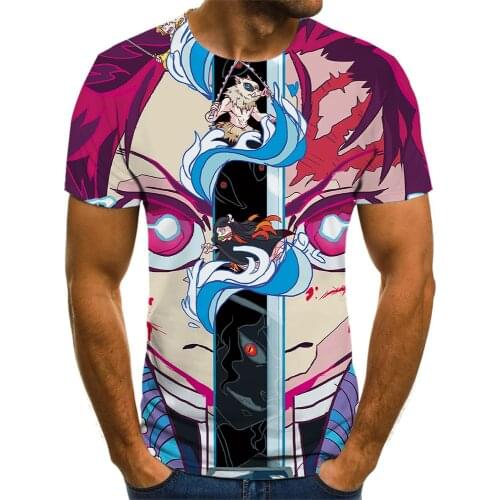 2021 Trend Mens T-Shirt 3D Printing Japanese Animation Ghost Blade O-Neck Oversized T-Shirt Casual And Versatile Short Sleeve