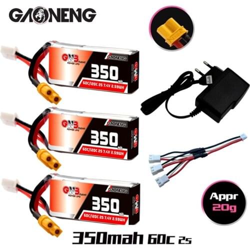Gaoneng Gnb 2S 7.4V 350Mah 60C/120C HV Lipo Battery XT30 Plug For BETAFPV Beta75X 2S Tiny Whoop Drones And a Charger