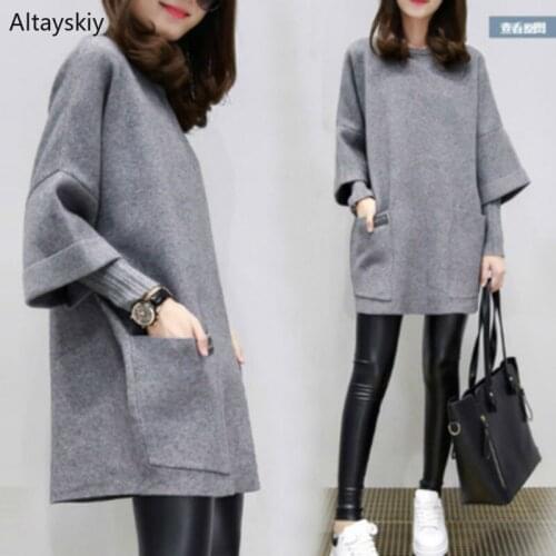 Hoodies Women Solid Color Korean Style Elegant Loose Leisure Trendy Large Size Women Clothing All-match Daily Simple Autumn Chic