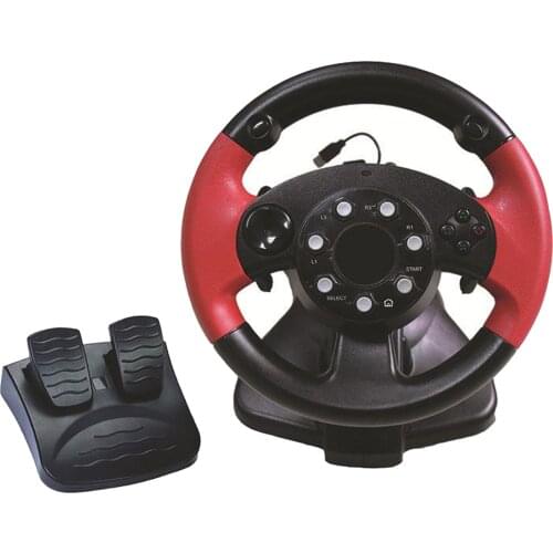 Driving Racing Wheel and Floor Pedals, Real Force Feedback, for PS3, PS2, PC - Black