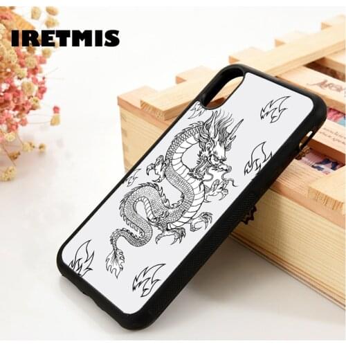 Iretmis 5 5S SE 6 6S TPU Silicone Rubber phone case cover for iPhone 7 8 plus X Xs 11 Pro Max XR Dragon tattoo