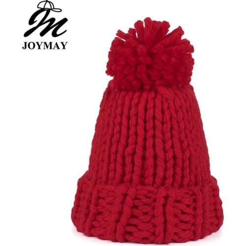 Joymay Brand New Winter Beanies Warm Hat Unisex Warm Soft Skull Knitting Cap Hats Coarse For Men Women Crochet Caps W249