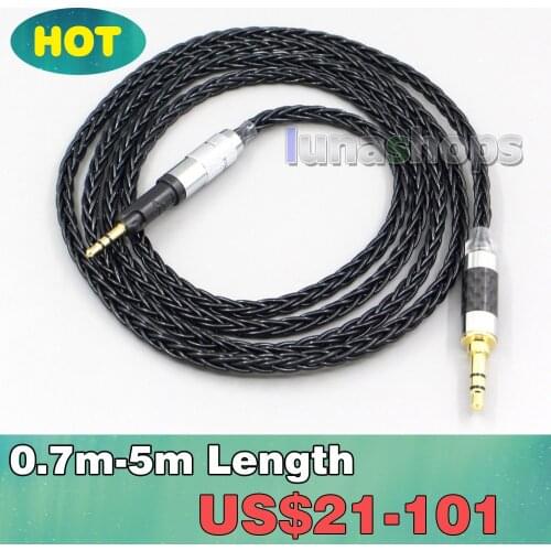 4.4mm XLR 8 Core Silver Plated Black Earphone Cable For Audio Technica ATH-M50x ATH-M40x ATH-M70x LN006585