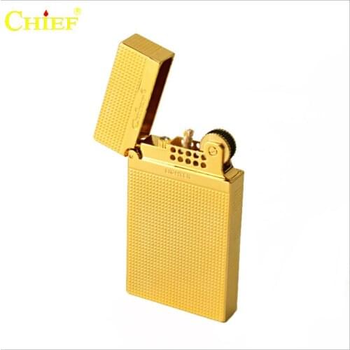 Chief Kerosene Lighter Pure Copper Steel Sound Gasoline Oil Lighter Business Gift With Original Case Smoking Set