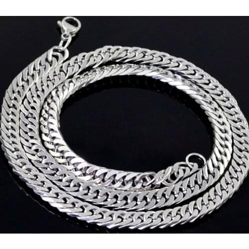 Classic Mens Jewelry Silver Tone Stainless Steel Bling Curb Chain Necklace or Bracelet 10mm 7in-40in