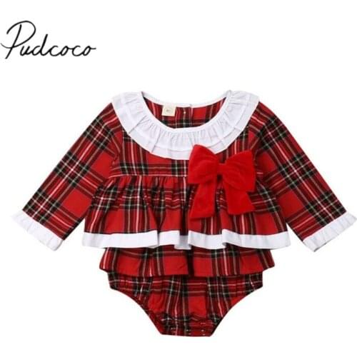 2019 Baby Spring Autumn Clothing Toddler Newborn Baby Girl Long Sleeve Bodysuits Cotton Jumpsuit Ruffled Checked Outfit Clothes
