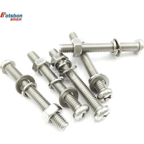 M2.5/M3/M4 Cross Pan Head Screw Washer nut Assemblimblies Screws Kit Vis Inoxydable Parafusos Inox schroeven Tornillos DIN6900