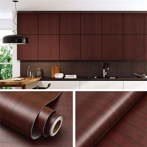 Red Sandalwood Modern Furniture Renovation Design Wall Stickers Balcony Cupboard Door Wallpaper Home Decor Decal For Kitchen DIY