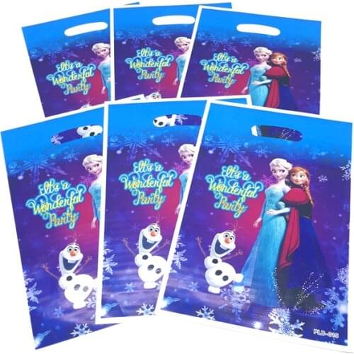 Disney Frozen 2 Princess Elsa Theme 10pcs/Lot Small Gift Bag Plastic Bag Loot Bag for Candy Jewelry Birthday Decoration Supplies