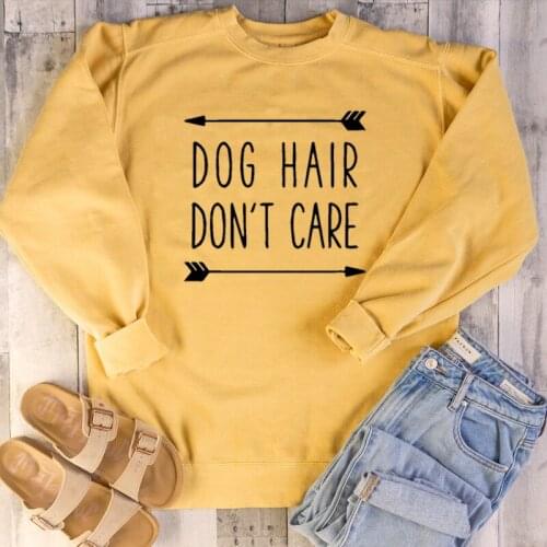 Kawaii Dog Hair Don't Care Letter Ptint Sweatshirt Women Streetwear Long Sleeve Hoodies Causal Cotton Pullovers Drop Shipping