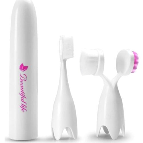 Multifunction Silicon Tooth Brush Vibration Eye Massager Electric Vibrate Facial Deep Cleaning Brush Tooth Beauty Device