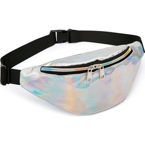 Fashion Sequin Women Waist Bag Fanny Pack Running Zip Belt Money Pouch Holiday Bag Travel Phone Chest for Teenager Girl Shoulder