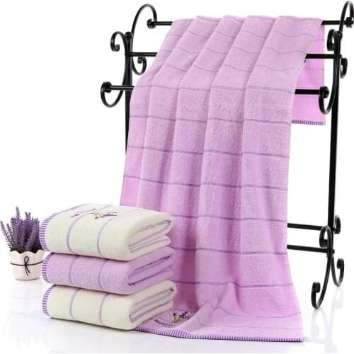 Fashion Lavender Large Bath Towel Cotton Embroidery Home Camping Shower Towels Bathroom 70x140cm serviette de bain Drop Shipping