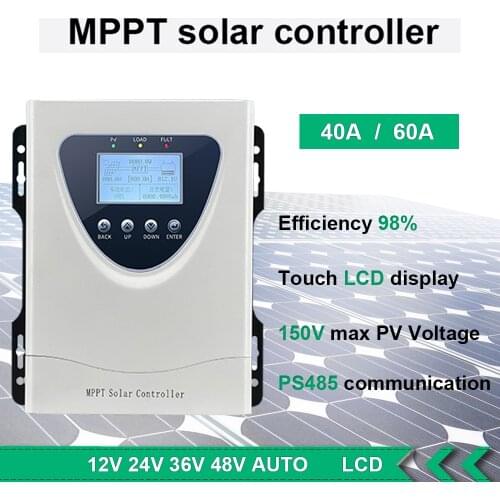 MPPT Solar Controller12V 24V 36V 48V LCD 40A 60A Regulator Fully Automatic Identification Universal Smart Photovoltaic Charging