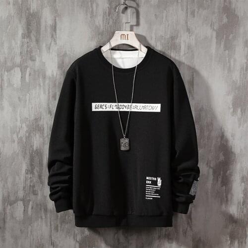 EL BARCO Autumn Long Sleeve Men Hoodies Sweatshirt O-Neck Print Black Male Pullover Coats White Khaki Soft Harajuku Casual Tops