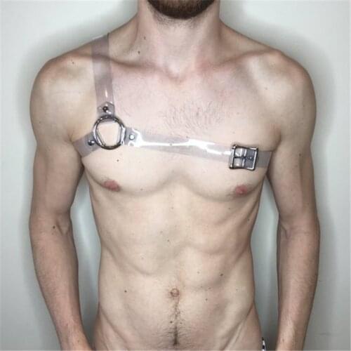 Punk Rave Men Erotic Chest Harness PVC Adjustable Exotic Tops Male Body Harness Fetish Gay Clothing for BDSM Bondage Sex Strap