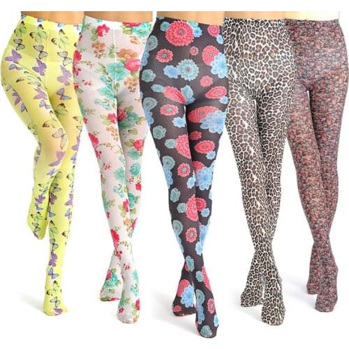 New Collant Sexy Pantyhose Women Tights Show Thin Leopard Print Flowers Butterfly Pantyhose Stockings Anti-Hook Medias De Mujer