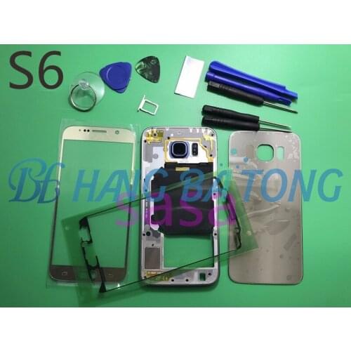 NEW Original Full Housing Case Back Cover + Front Screen Glass Lens + Tools For Samsung Galaxy S6 G920 G920F Complete Parts