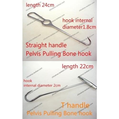 Medical reconstruction orthopedic instrument Pelvis retractor Pulling bone hook Straight T handle Extraction bone hook vet